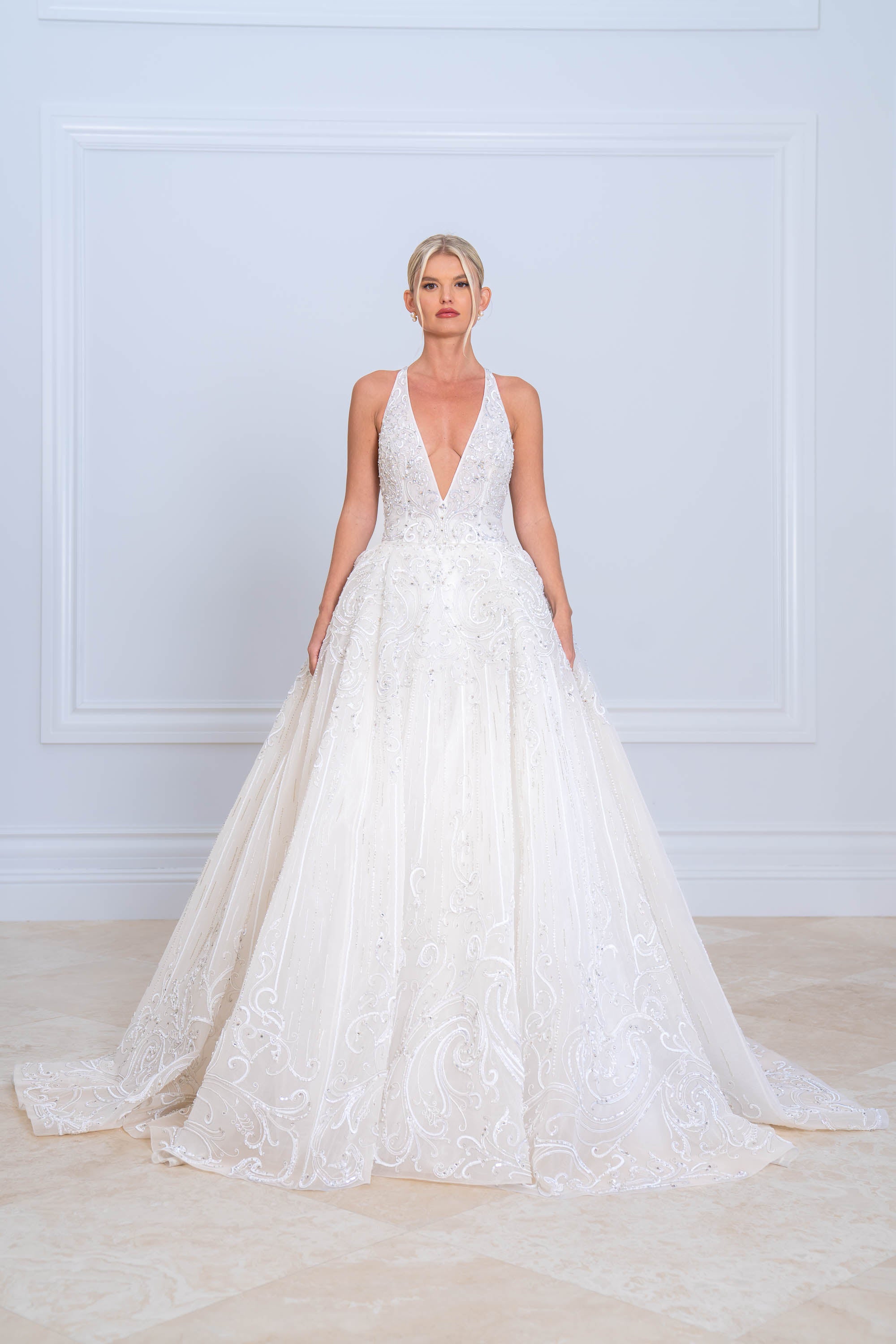 Plunge neck 2025 ball gown