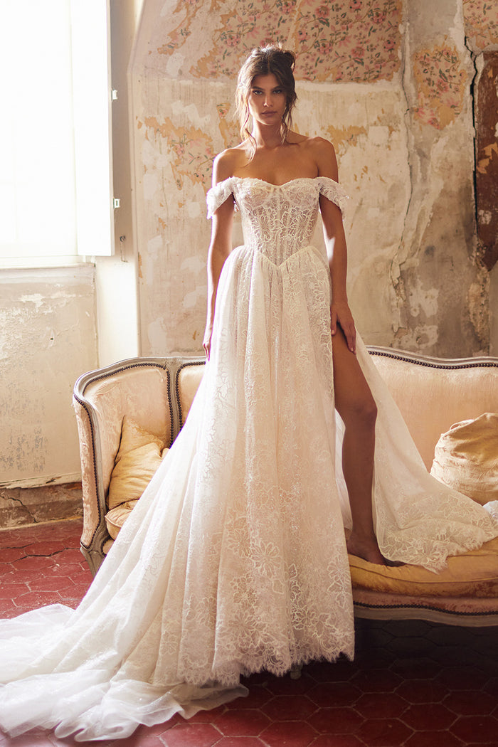 Basque Waist Wedding Gown