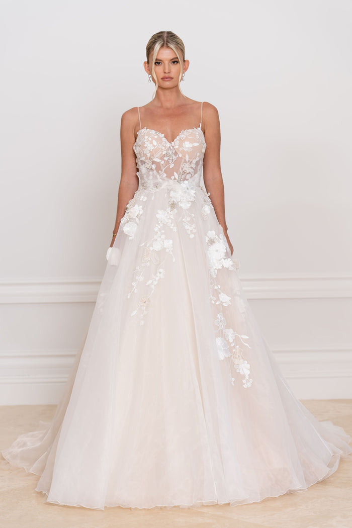 High-Low Waist Wedding Gown