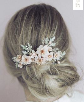 Blush Blossom Bridal Comb by Twigs & Honey – Luxe Headpiece display picture 3