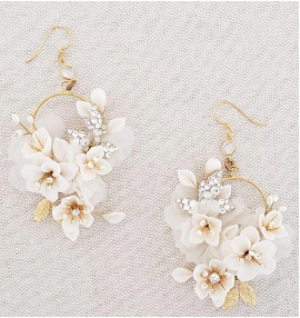 Creamy Blossom & Silk Flower Earrings