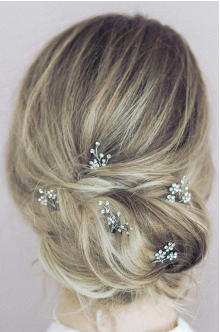 Dainty Rhinestone Blossom Hair Pin Set of Five