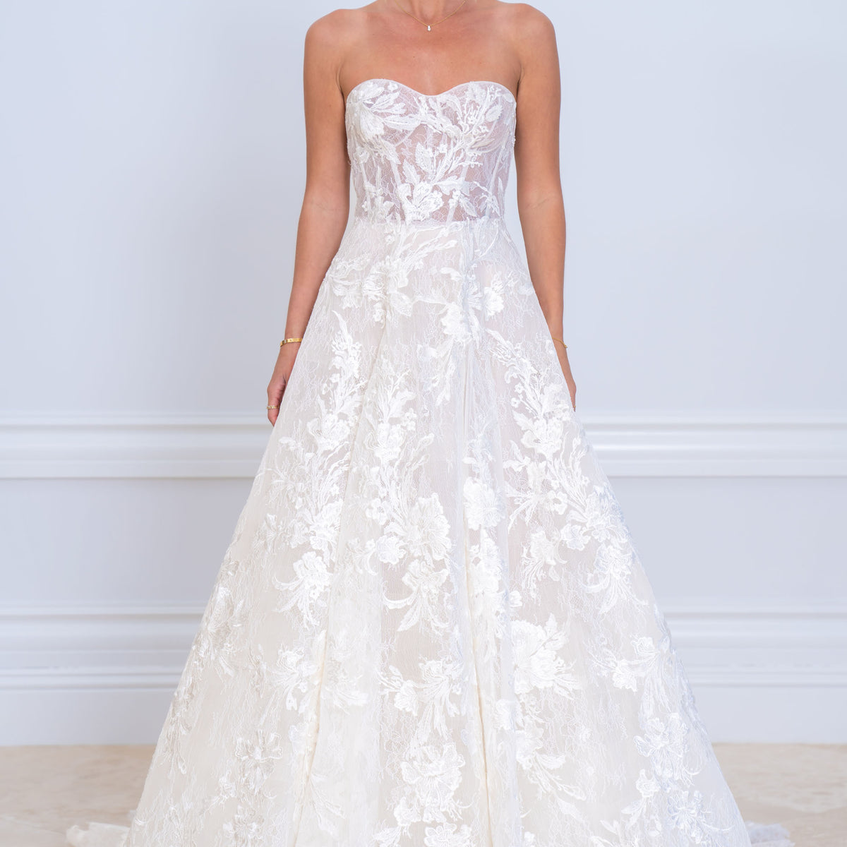 Mira Zwillinger Misha Gown: Floral Lace Couture Ballgown