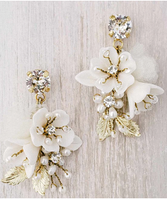 Petite Floral & Crystal Bridal Earrings